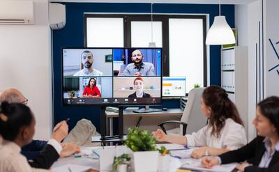 Group video call, share ideas, brainstorming, negotiating, use video conference.