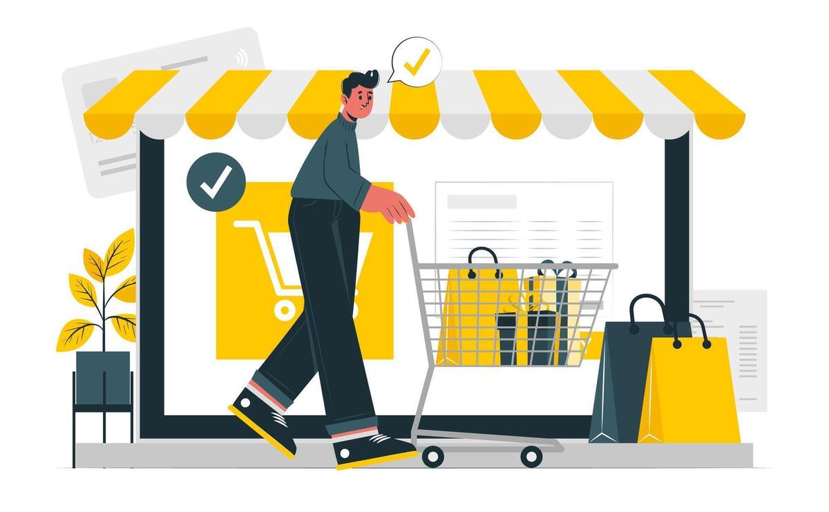 Illustration of mobile shopping.